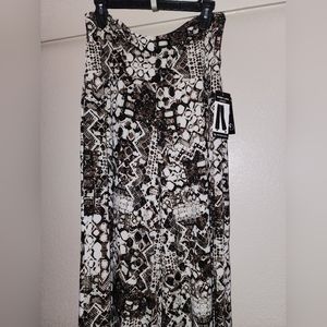 NWT New Directions Patterned Pallazo Pants Women's L Brown and Cream